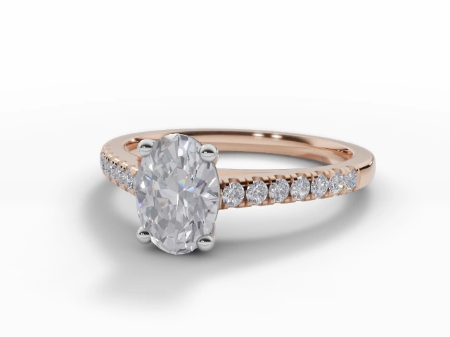 Certified Oval-Cut Diamond Engagement Rings with a Diamond-Set Band in 18ct. Rose Gold