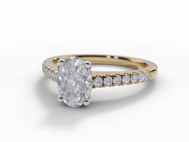 Certified Oval-Cut Diamond Engagement Rings with a Diamond-Set Band in 18ct. Yellow Gold