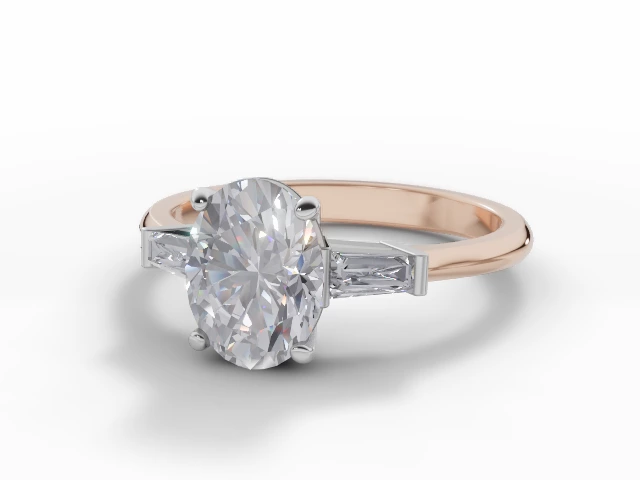 Certified Oval-Cut Diamond Engagement Rings with Diamond-Set Shoulders in 18ct. Rose Gold