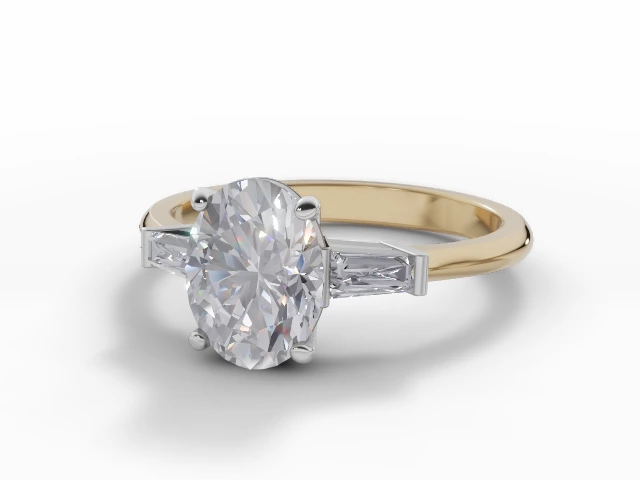 Certified Oval-Cut Diamond Engagement Rings with Diamond-Set Shoulders in 18ct. Yellow Gold