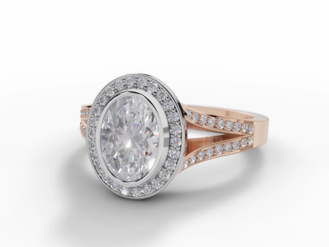 Certified Oval-Cut Halo Diamond Engagement Rings in 18ct. Rose Gold