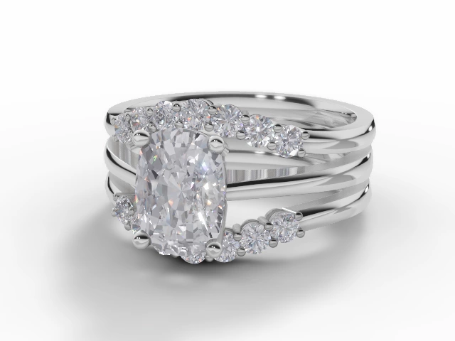 Certified Oval-Cut Diamond Jacket Engagement Rings in Platinum