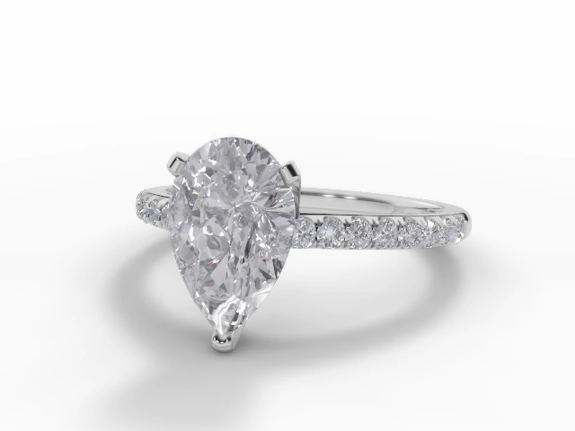 Certified Pear-Shape Diamond Engagement Rings in 18ct. White Gold with a Diamond-Set Band