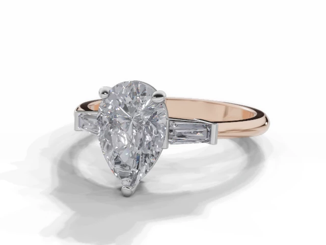 Certified Pear-shape Diamond Engagement Rings with Diamond-Set Shoulders in 18ct. Rose Gold