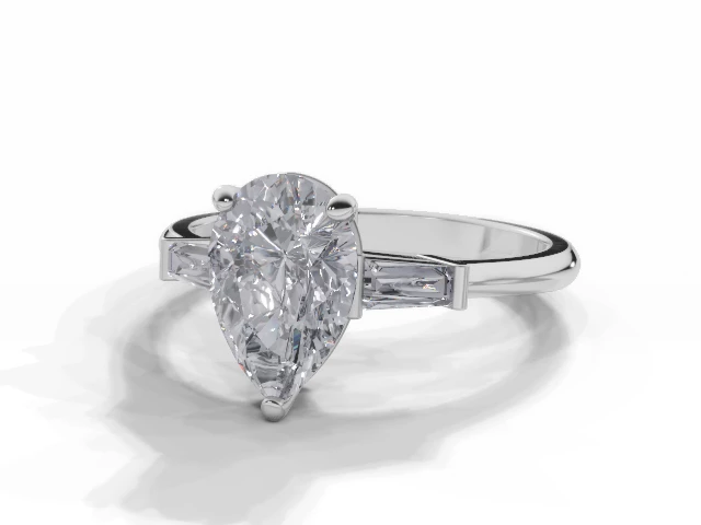 Certified Pear-Shape Diamond Engagement Rings- with Diamond-Set Shoulders in 18ct. White Gold