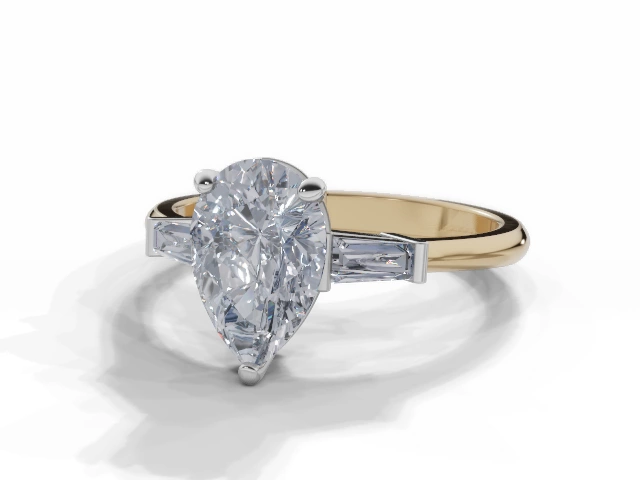 Certified Pear-Shape Diamond Engagement Rings with Diamond-Set Shoulders in 18ct. Yellow Gold