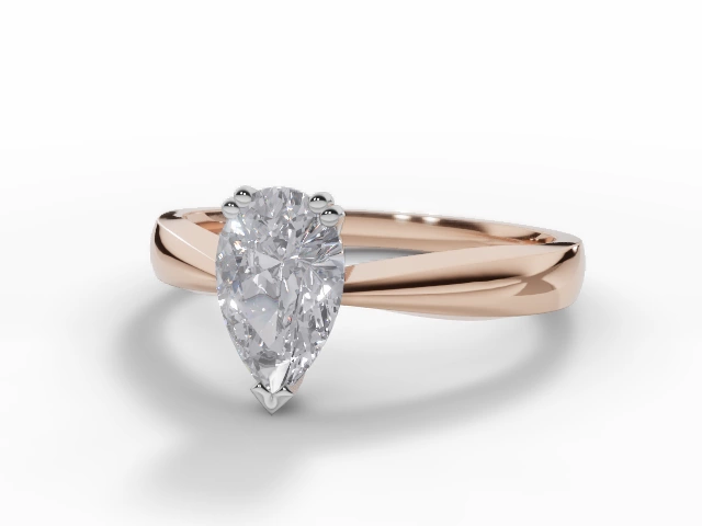 Certified Pear-Shape Diamond Solitaire Engagement Rings in 18ct. Rose Gold