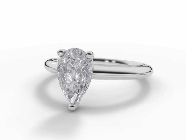 Certified Pear-Shape Diamond Solitaire Engagement Rings- 18ct. White Gold