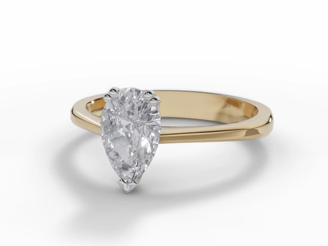 Certified Pear-Shape Diamond Solitaire Engagement Rings in 18ct. Yellow Gold