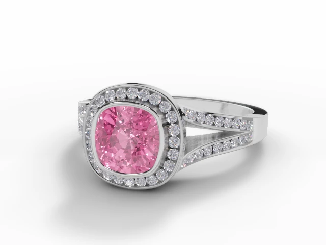 Pink Sapphire & Diamond Engagement Rings in Platinum