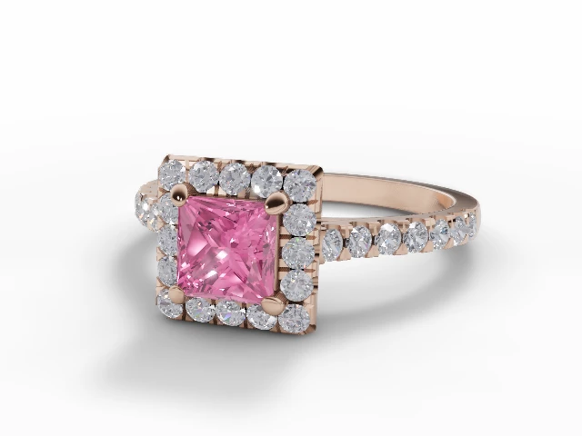 Pink Sapphire & Diamond Engagement Rings in 18ct. Rose Gold