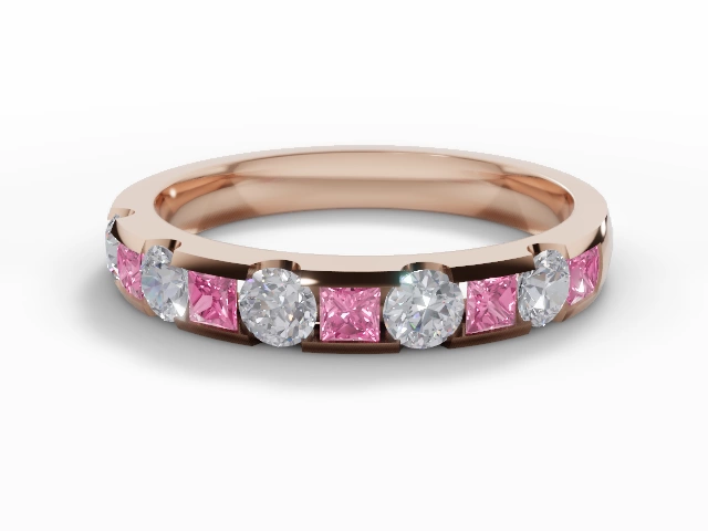 Pink Sapphire & Diamond Eternity Rings in 18ct. Rose Gold