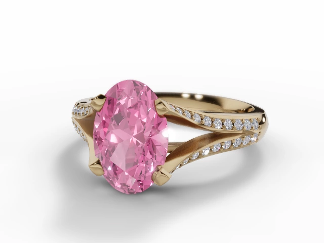 Pink Tourmaline & Diamond Engagement Rings in 18ct. Yellow Gold