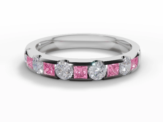 Pink Tourmaline & Diamond Eternity Rings in 18ct. White Gold