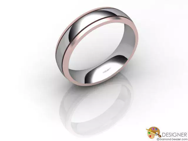 Plain Polished 18ct. Rose and White Gold. Wedding Rings  Select Profile and Width