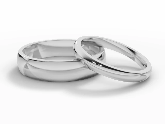 Plain Polished 18ct. White Gold. Wedding Rings  Select Profile and Width