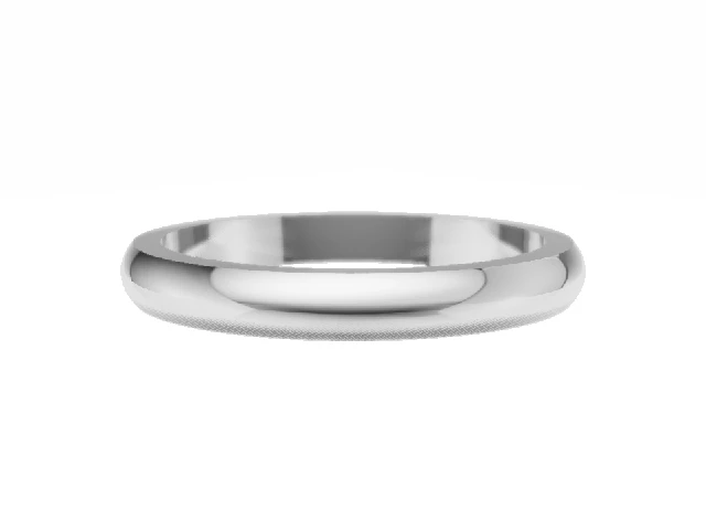 Plain Polish 2.5mm. 'D' Shape 18ct. White Gold Wedding Rings