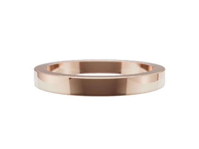 Plain Polish 2.5mm. Flat 18ct. Rose Gold Wedding Rings