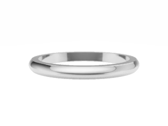 Plain Polish 2mm. 'D' Shape Wedding Platinum Rings