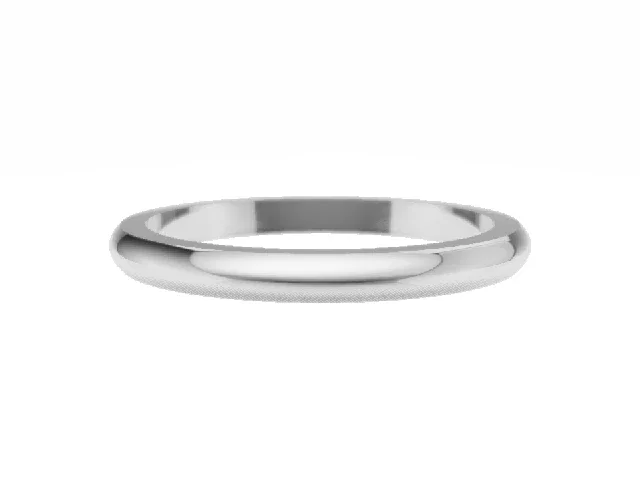 Wedding RingsPlain PolishD-Shape 2.0mm Wide100% Recycled Platinum