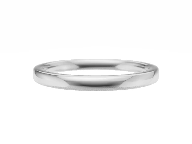 Plain Polish 2mm. Comfort-Fit Soft-Court Platinum Wedding Rings