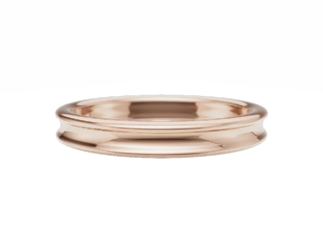 Plain Polish 3mm. Concave 18ct. Rose Gold Wedding Rings