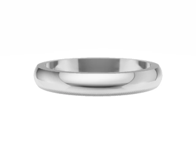 Plain Polish 3mm. D-Shape Platinum Wedding Rings