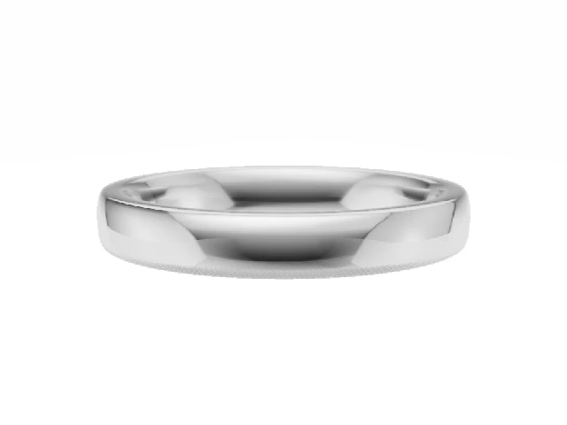 Plain Polish 3mm. Comfort-Fit Soft-Court Platinum Wedding Rings for Him