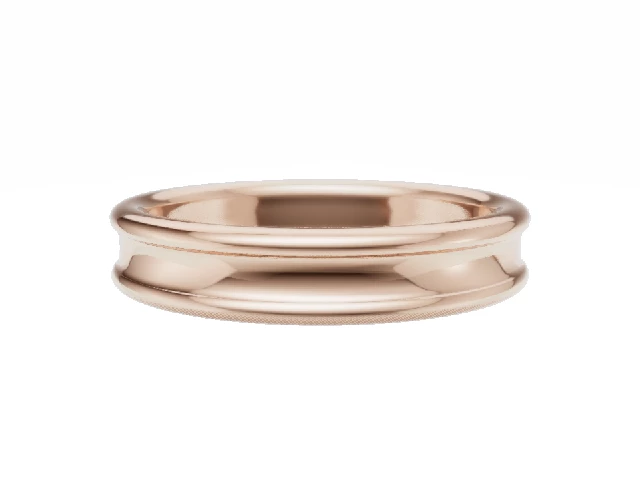 Plain Polish 4mm. Concave 18ct. Rose Gold Wedding Rings