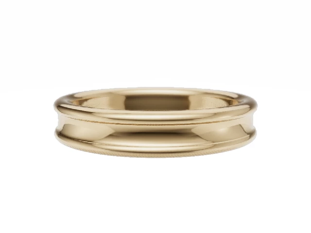 Plain Polish 4mm. Concave 18ct. Yellow Gold Wedding Rings