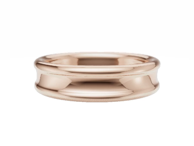 Plain Polish 5mm. Concave 18ct. Rose Gold Wedding Rings