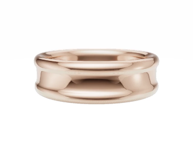 Plain Polish 6mm. Concave 18ct. Rose Gold Wedding Rings