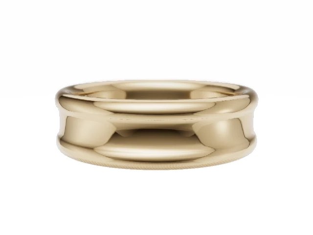 Plain Polish 6mm. Concave 18ct. Yellow Gold Wedding Rings