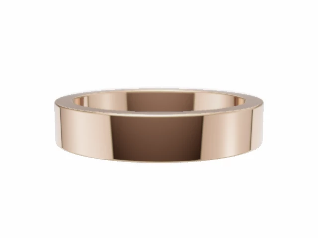 Plain Polish Flat 18ct. Rose Gold Wedding Rings. Choice of Widths