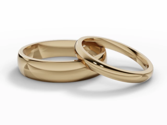 Plain Polished 18ct. Yellow Gold. Wedding Rings  Select Profile and Width