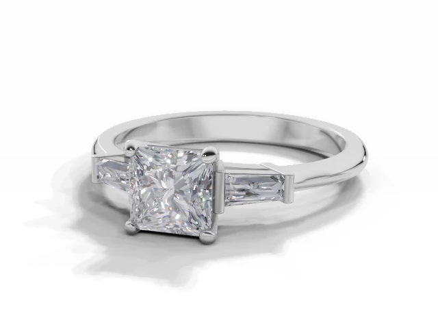 Certified Princess-Cut Diamond Engagement Rings with Diamond-Set Shoulders in 18ct. White Gold