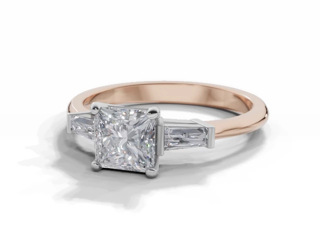 Certified Princess-Cut Diamond Engagement Rings with Diamond-Set Shoulders in 18ct. Rose Gold