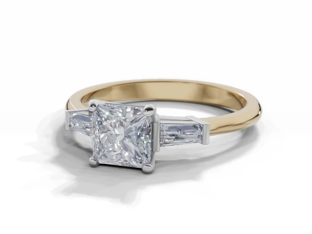 Engagement Rings Diamond-Set Shoulder Princess-Cut Diamonds 100% Recycled 18ct. Yellow Gold