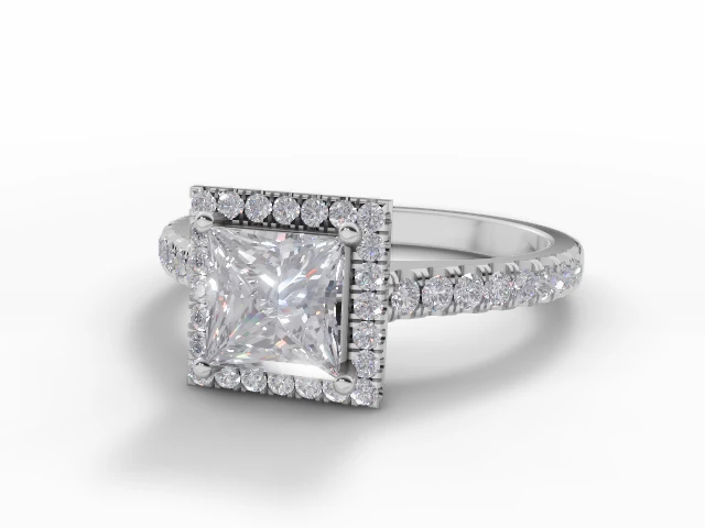 Engagement Rings Halo Princess-Cut Diamonds 100% Recycled 18ct. White Gold