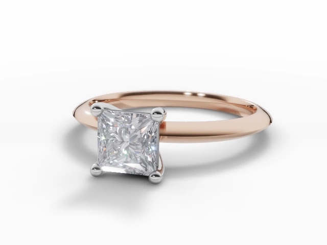 Certified Princess-Cut Diamond Solitaire Engagement Rings in 18ct. Rose Gold