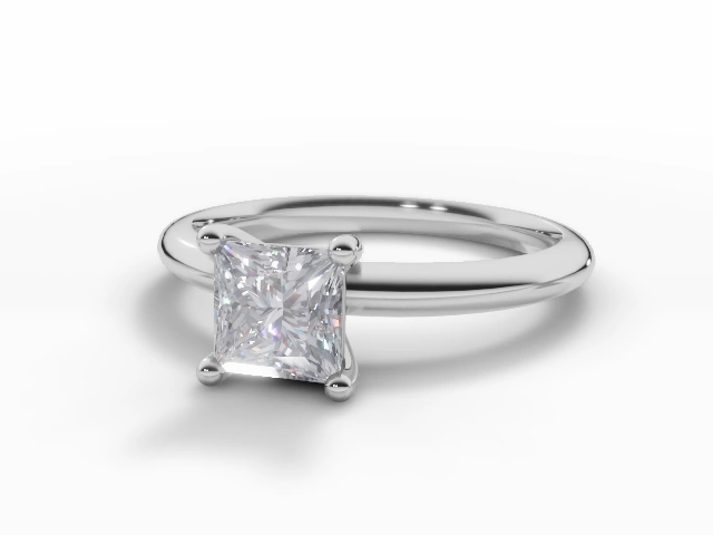 Certified Princess-Cut Diamond Solitaire Engagement Rings in 18ct. White Gold