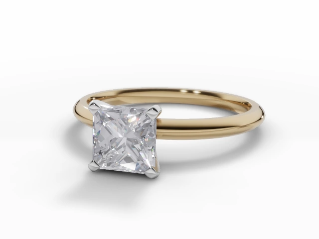 Certified Princess-Cut Diamond Solitaire Engagement Rings in 18ct. Yellow Gold