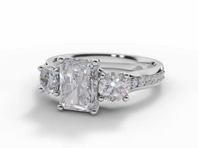 Engagement Rings 3-Stone Radiant-Cut Diamonds 100% Recycled 18ct. White Gold