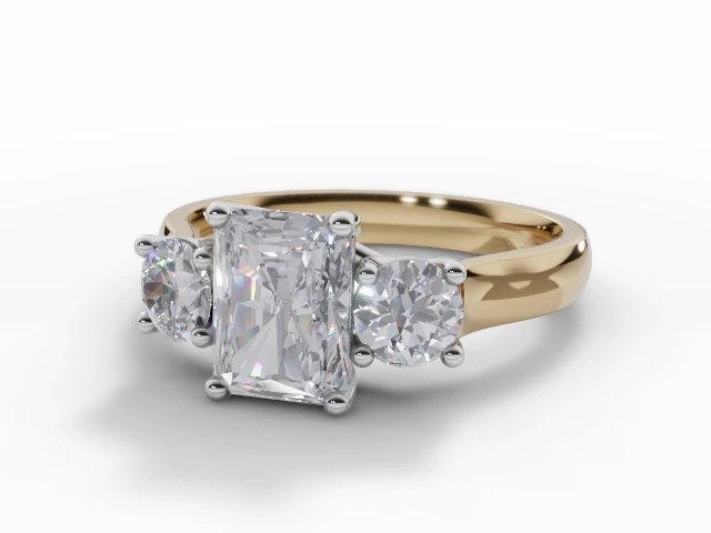 Certified Radiant-Cut 3 Stone Diamond Engagement Rings in 18ct. Yellow Gold