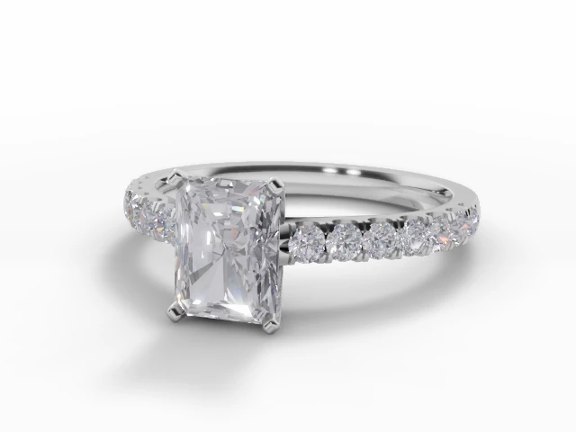 Certified Radiant-Cut Diamond Engagement Rings with a Diamond-Set Band in 18ct. White Gold