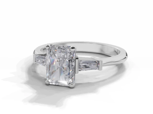 Engagement Rings Diamond-Set Shoulder Radiant-Cut Diamonds 100% Recycled 18ct. White Gold