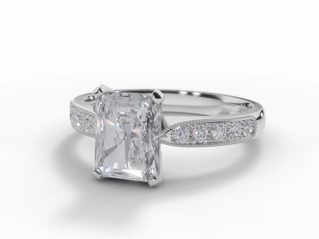 Certified Radiant-Cut Diamond Engagement Rings with a Diamond-Set Band in Platinum