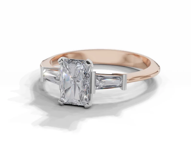 Certified Radiant-Cut Diamond Engagement Rings with Diamond-Set Shoulders in 18ct. Rose Gold