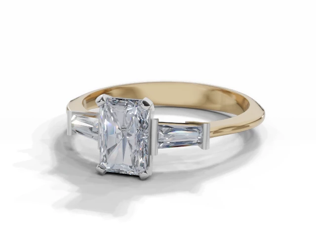 Certified Radiant-Cut Diamond Engagement Rings with Diamond-Set Shoulders in 18ct. Yellow Gold