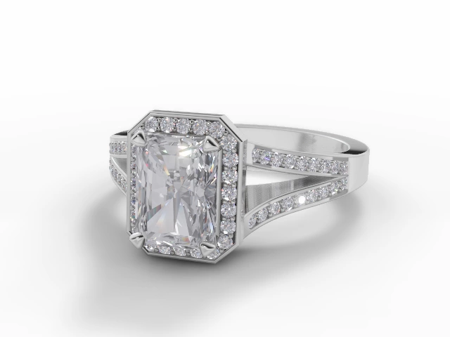 Certified Radiant-Cut Halo Diamond Engagement Rings in 18ct. White Gold